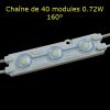 Chaîne de 40 modules led blanc froid 7000K 0.72W SMD5050 étanche IP65 - Angle 160°