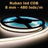 Ruban Led COB 8 mm - 480 Leds/M - Blanc naturel - Décoration et éclairage