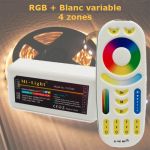 Contrôleur tactile radio fréquence multi-zones pour rubans Led RGB + blanc variable