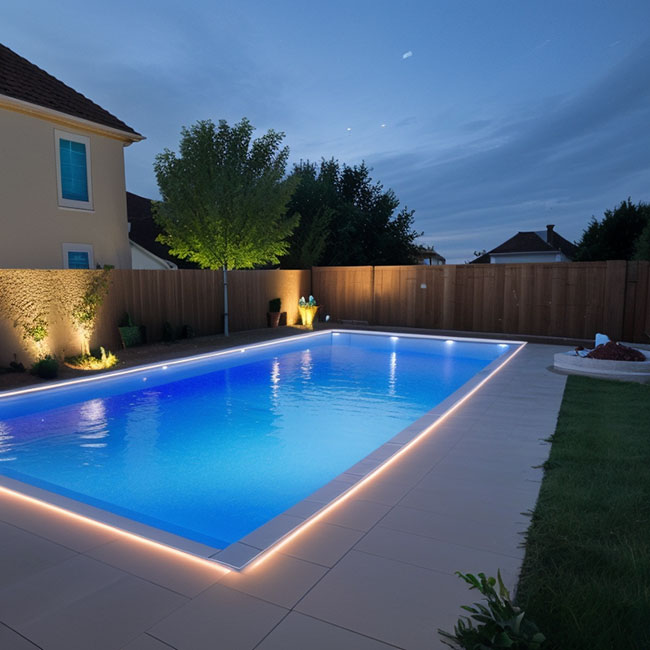 Piscine ambiance lumineuse avec rubans led