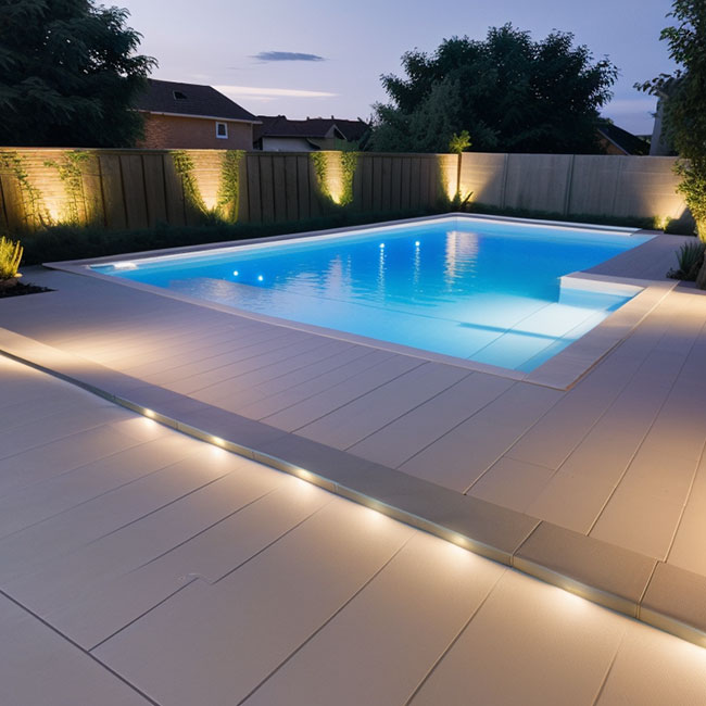 Décoration lumineuse pour piscine avec rubans led