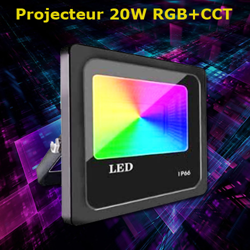 Projecteur led multicolore et blanc variable 20W