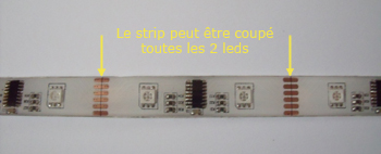 Le strip led arc en ciel peut être coupé toutes les 2 leds